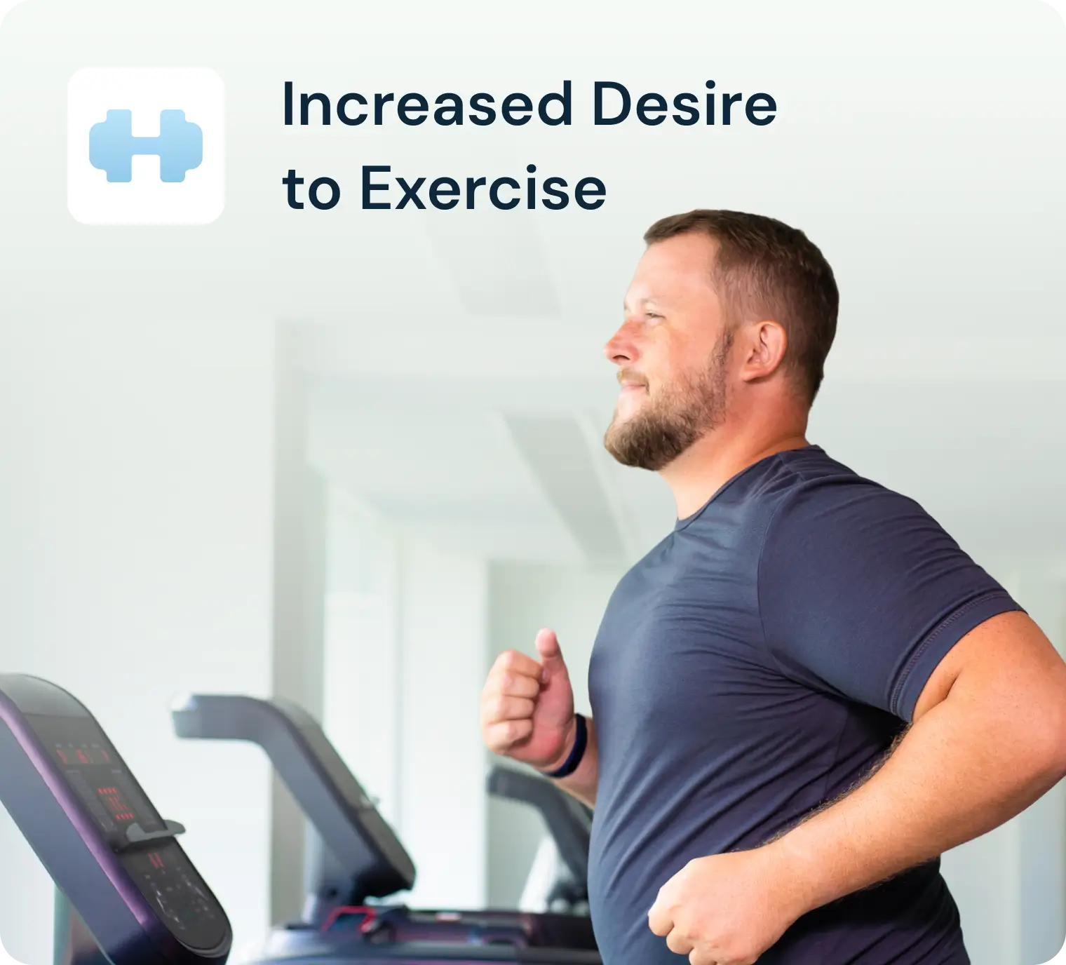 Increased desire to exercise: person running on a treadmill